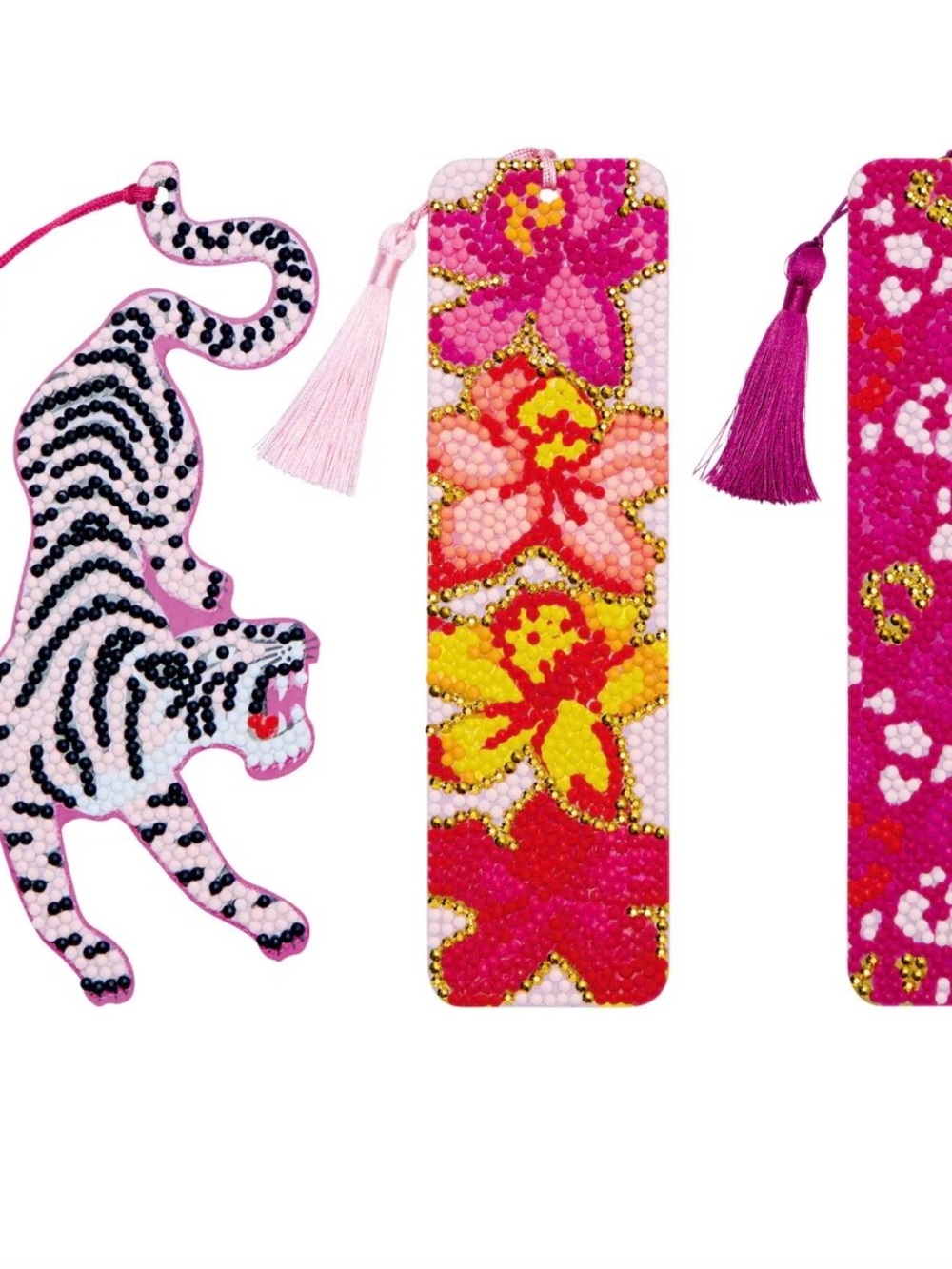 Michaels Make Market Pink Jungle Diamond Art Tiger & Floral Bookmarks Kit